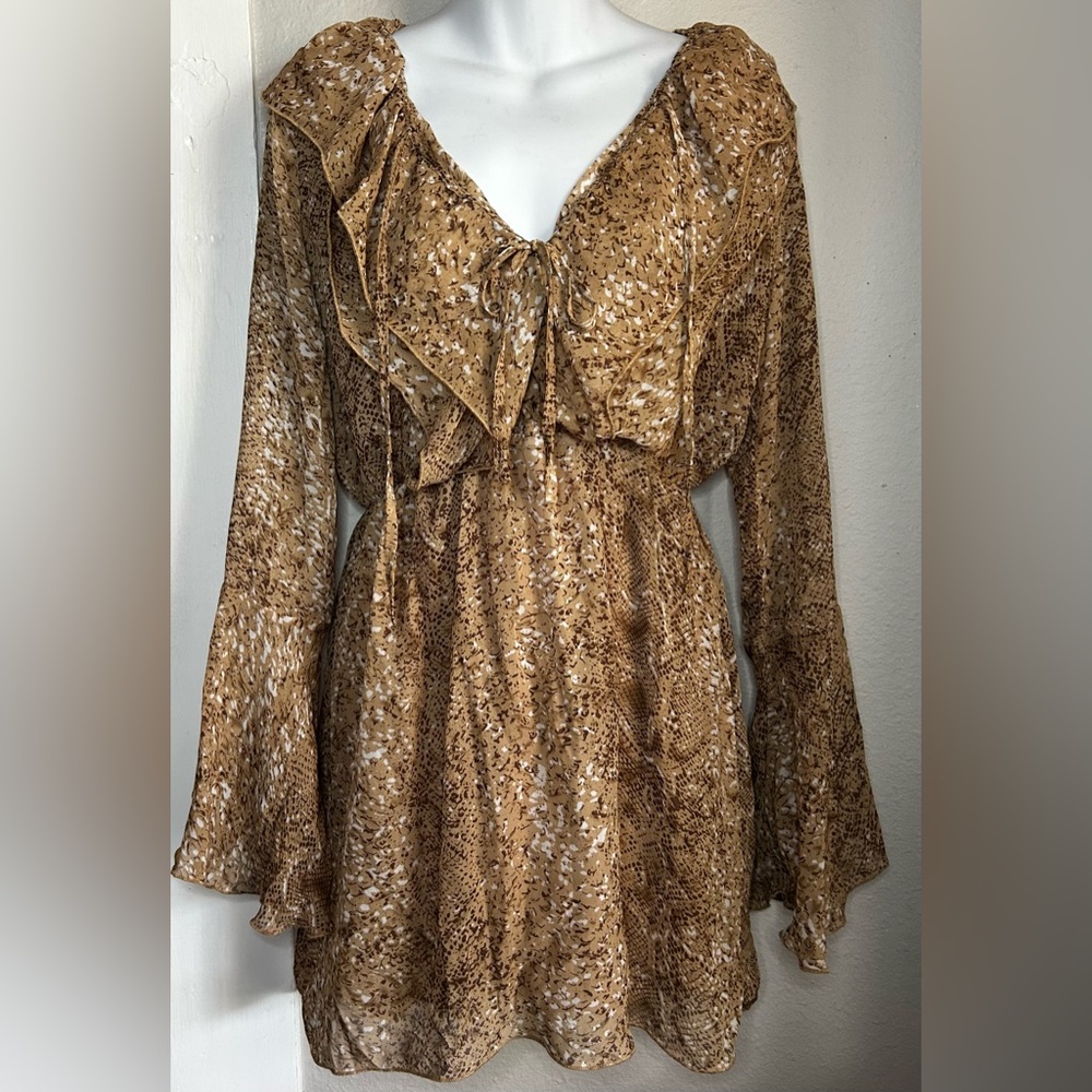 Nasty Gal Collection Brown Print Dress Size 8